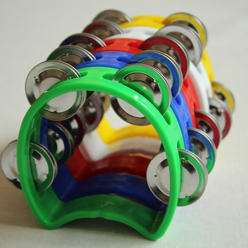 Hand Held Tambourine Metal Bell Plastic Rattle Ball Percussion Party Game Kid Toy Tambourine Musical Instruments